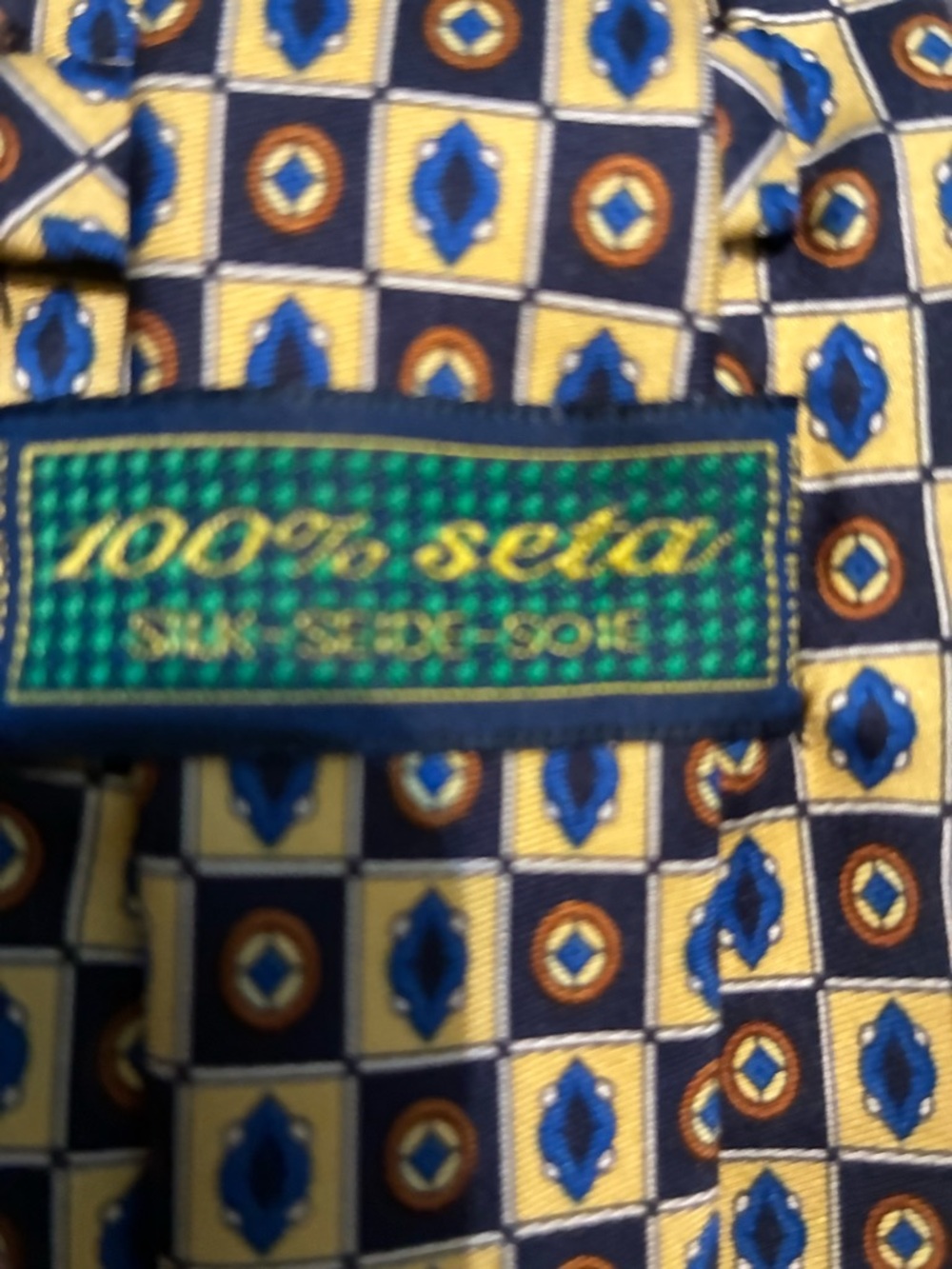Silk Geometric Yellow & Blue Men's Tie